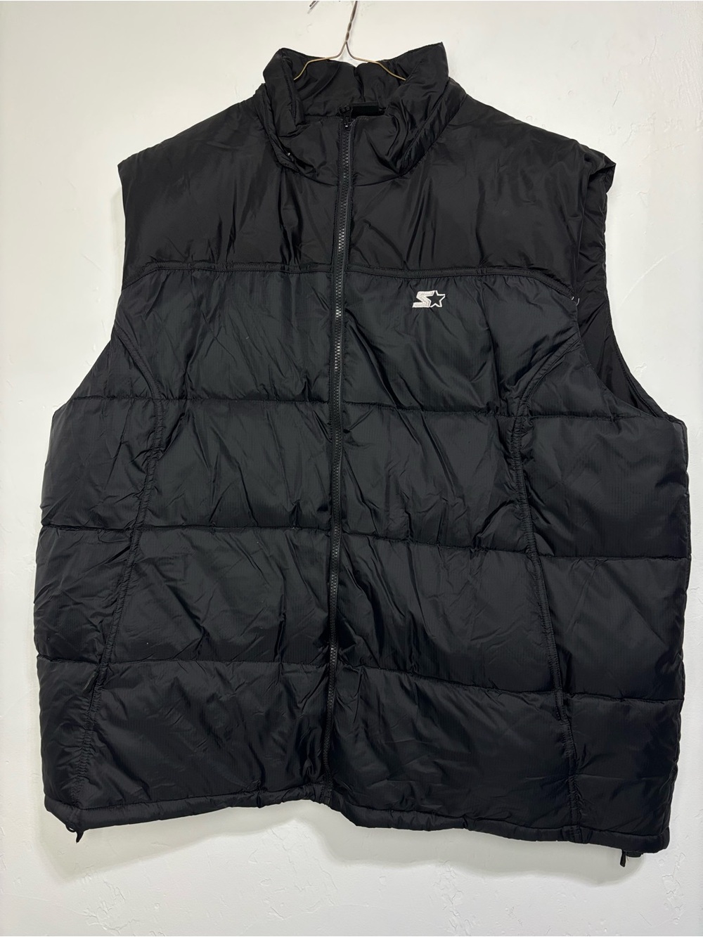 Starter Puffer Vest Jacket Black Down 2XL Full Zip Men's Vintage